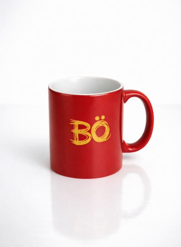 Rote Tasse mit B&Ouml; Logo