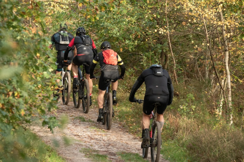 Radfahr Gruppe in einem Wald