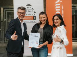 2024.05.10 | Top Female Workplace in Böheimkirchen-Ekaterina Chesnokova (mittig), Bereichsleitung Personalentwicklung und Recruiting bei Würth Österreich, nahm am 28. April den „Top Female Workplace“-Award im ORF RadioKulturhaus entgegen. © Philipp Lipiarski 2024.05.10 | Top Female Workplace in Böheimkirchen-Ekaterina Chesnokova (mittig), Bereichsleitung Personalentwicklung und Recruiting bei Würth Österreich, nahm am 28. April den „Top Female Workplace“-Award im ORF RadioKulturhaus entgegen. © Philipp Lipiarski